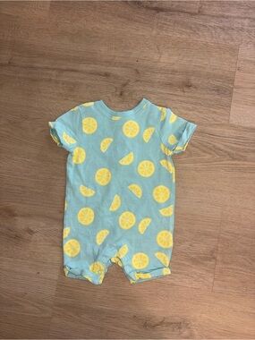 Joe Fresh Yellow Lemon Print Romper in Aqua
